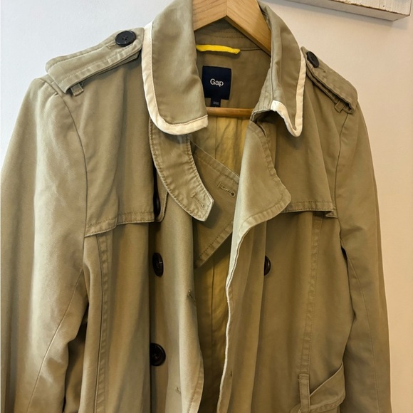 GAP Tan Khaki Double Breasted Essential Prep Trench Coat - Picture 3 of 13